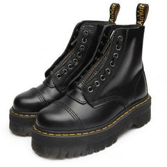 Black Platform Zipper Short Boots