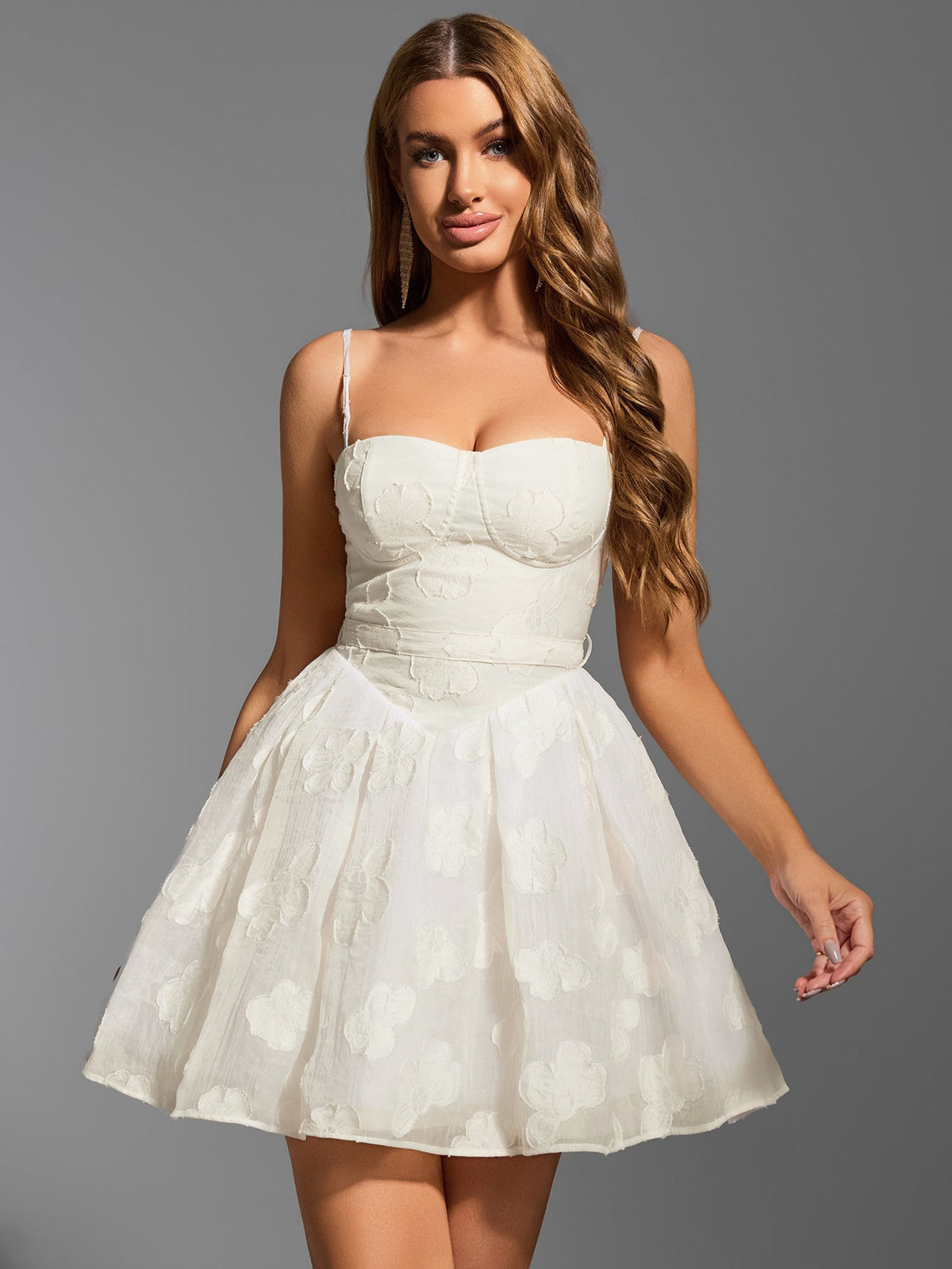 Bow Tie Back Jacquard Corset Cami Dress