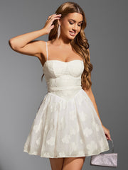 Bow Tie Back Jacquard Corset Cami Dress