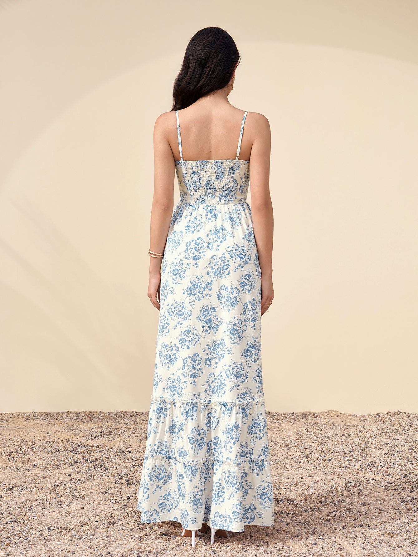 Bow Tie Front Flounce Trim Pocket Floral Print Dress