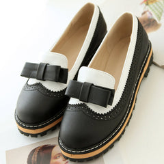 Colorblock Bowknot Flats Mary Jane Shoes
