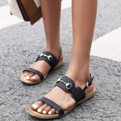 Comfort Flats Open Toe Sandals With Buckle