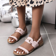 Comfort Flats Open Toe Sandals With Buckle
