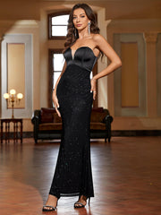 Contrast Satin Sparkly Mermaid Tube Dress