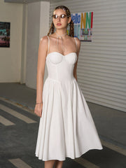 Corset Backless Solid Midi Dress