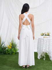 Crisscross Tie Back Pocket Maxi Dress