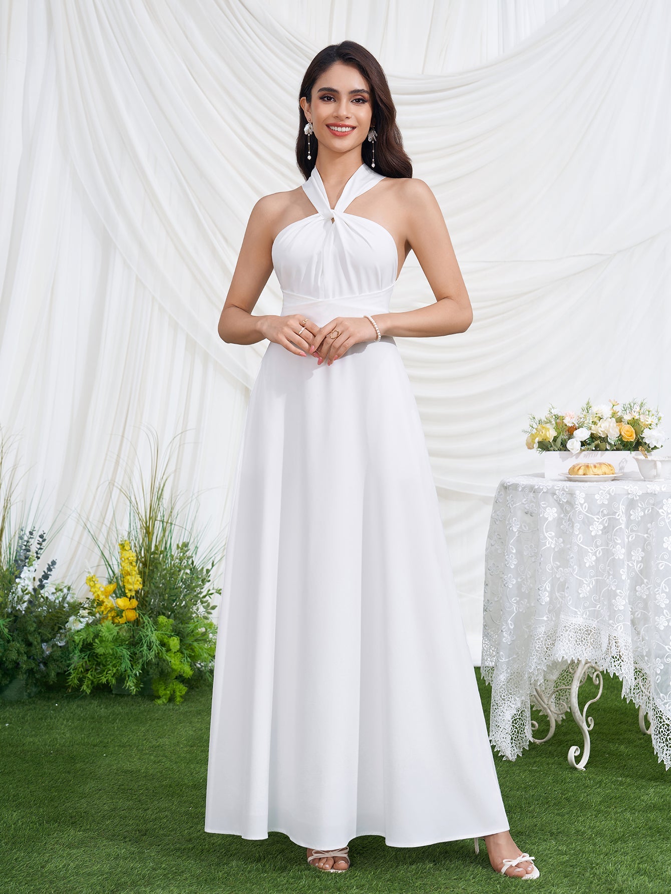 Crisscross Tie Back Pocket Maxi Dress