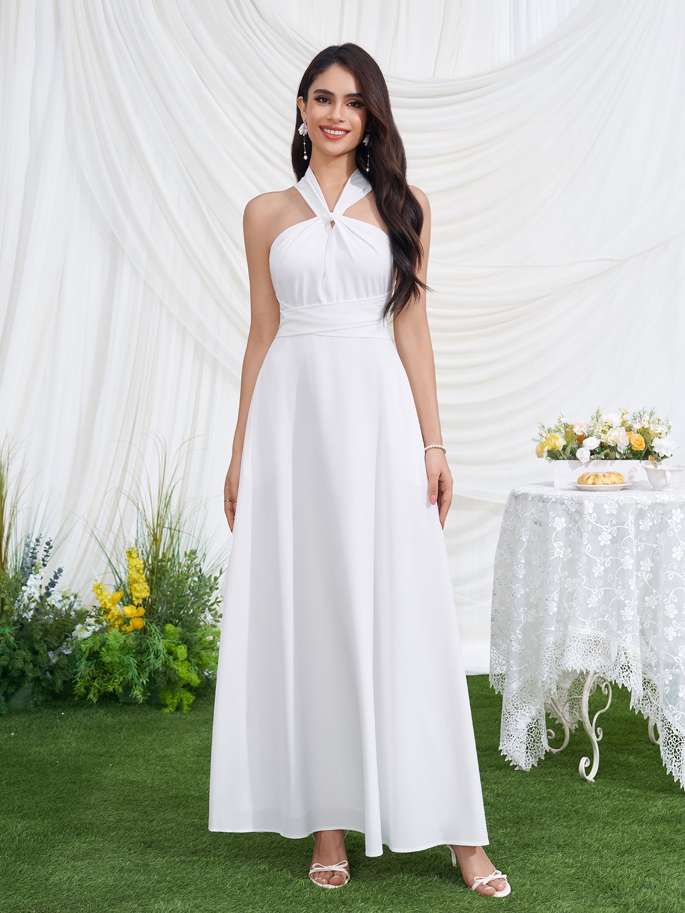 Crisscross Tie Back Pocket Maxi Dress