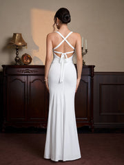 Crisscross Tie Back Ruched Split Maxi Dress