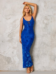 Cut Out Tie Front Zipper Back Maxi Dress