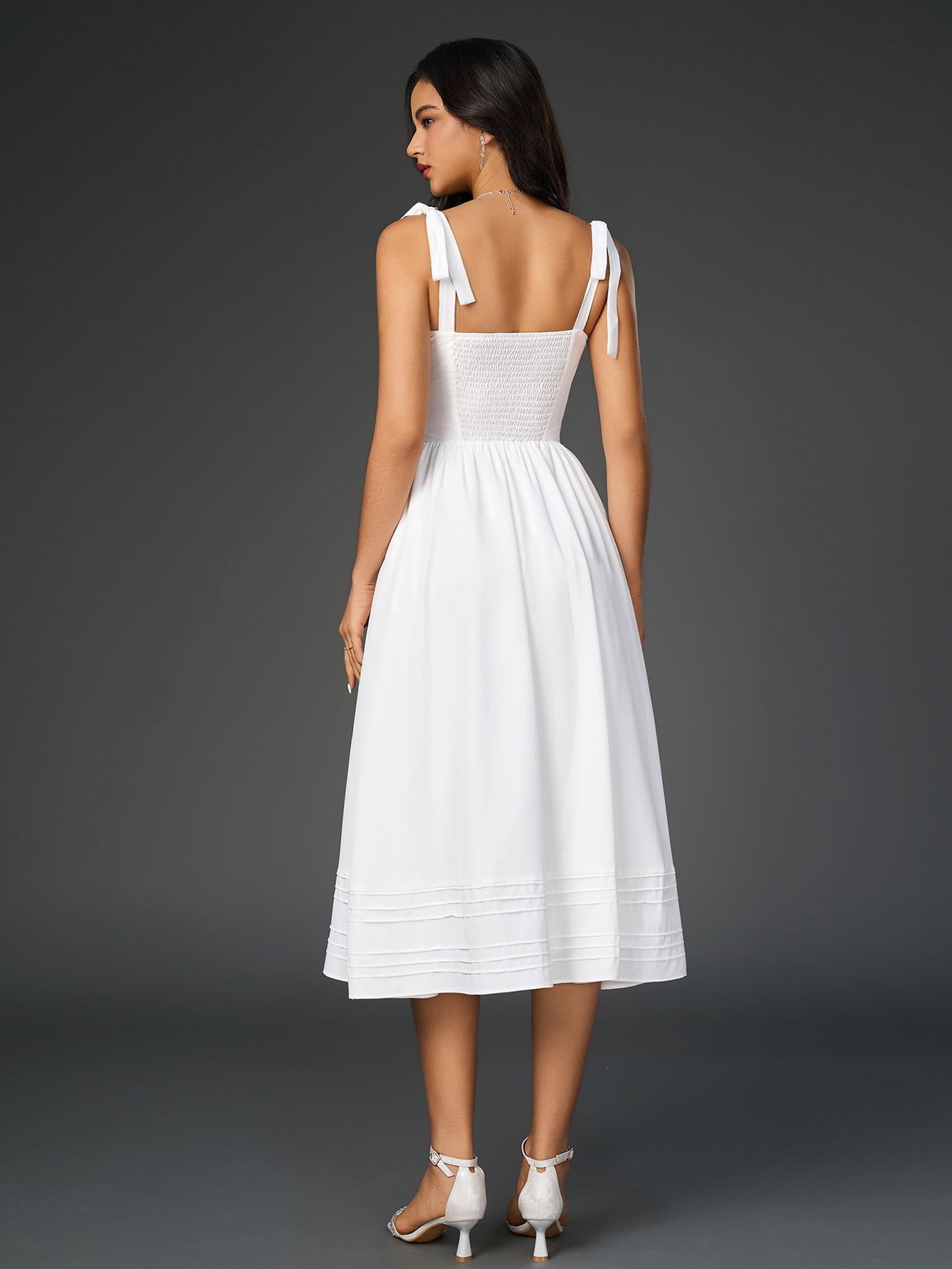 Sexy Solid V-Neck Ruched Midi Dress