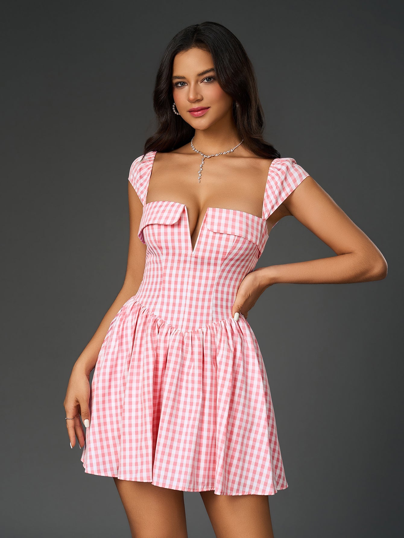 French Ballet-Inspired Deep V-Neck Slim Mini Dress