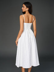 Solid Corset Backless Ruched Slip Dress