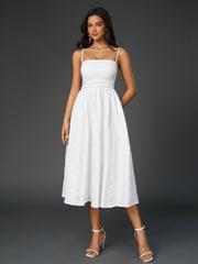 Solid Corset Backless Ruched Slip Dress