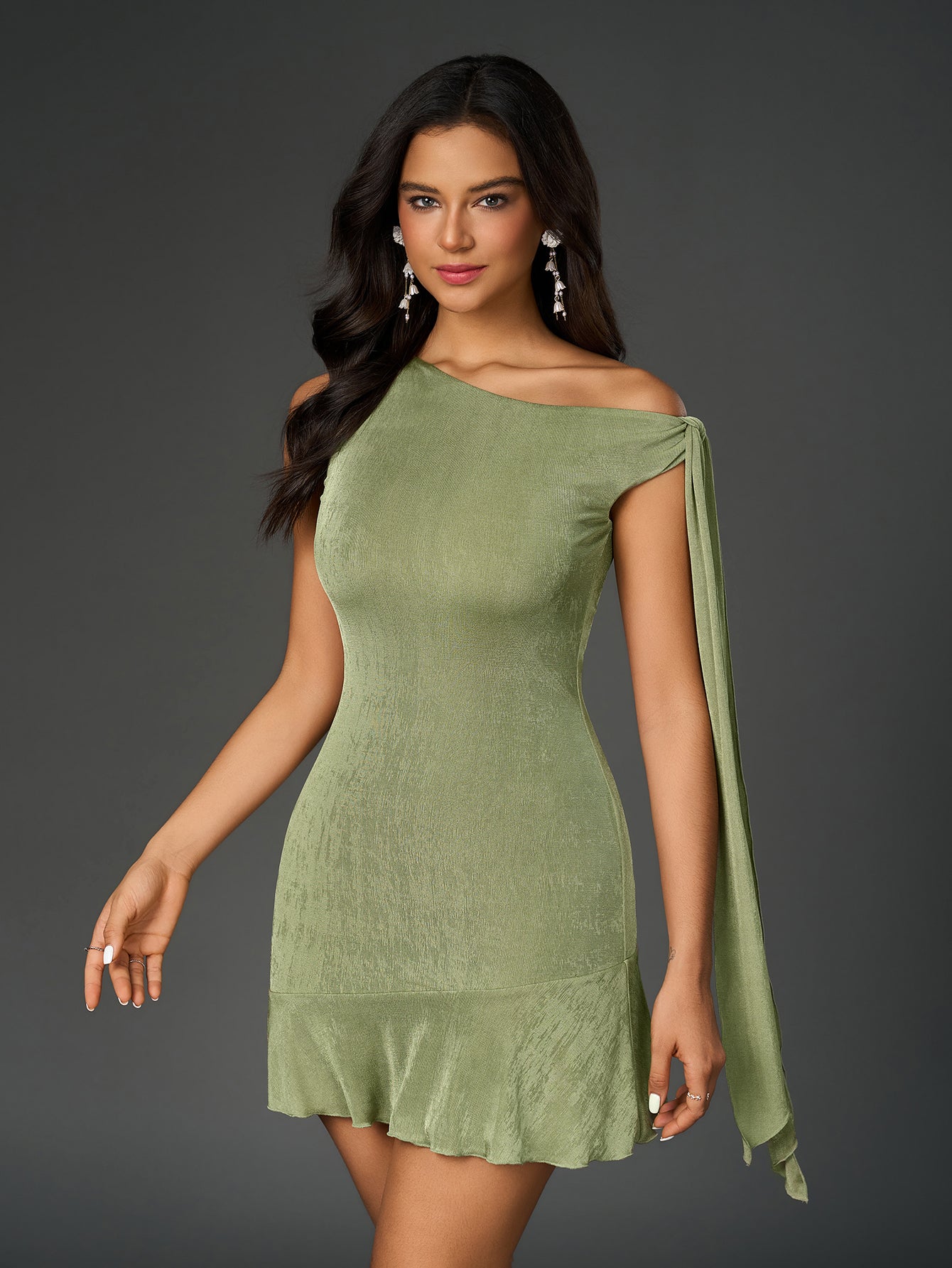 Elegant Solid Sleeveless Off-Shoulder Ruched Mini Dress