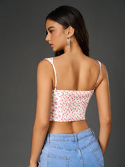 Printed Strap Crop Top