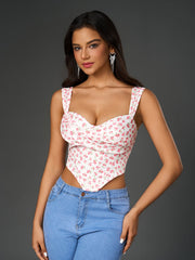 Printed Strap Crop Top