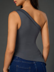 Sexy Solid One-shoulder Top