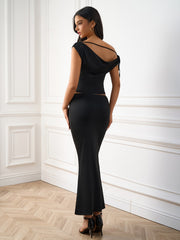 Solid One-shoulder Top&Mermaid Skirt