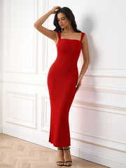 Sexy Solid Knit Bodycon Maxi Dress