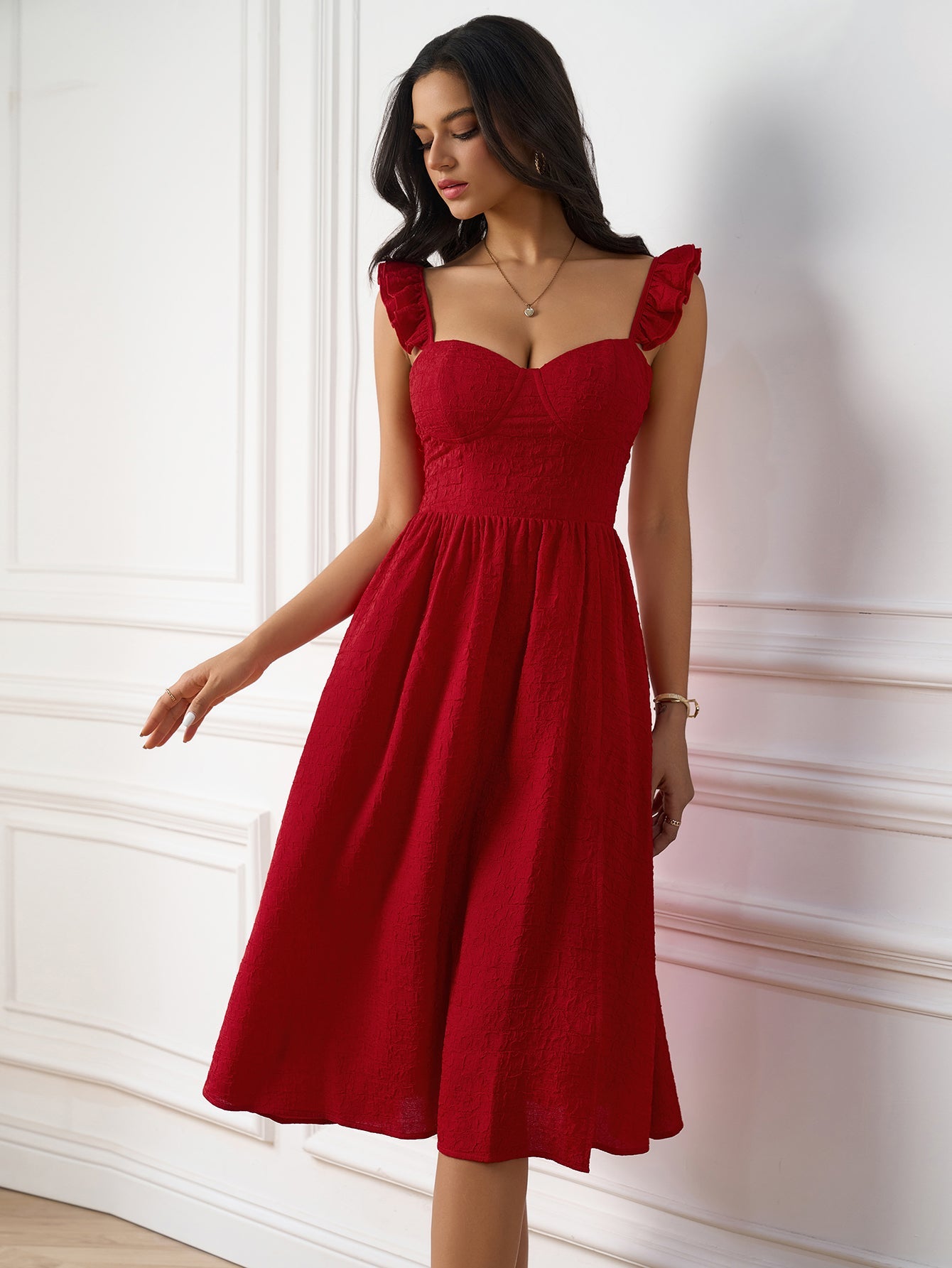 Solid Backless Ruched Slip Mini Dress