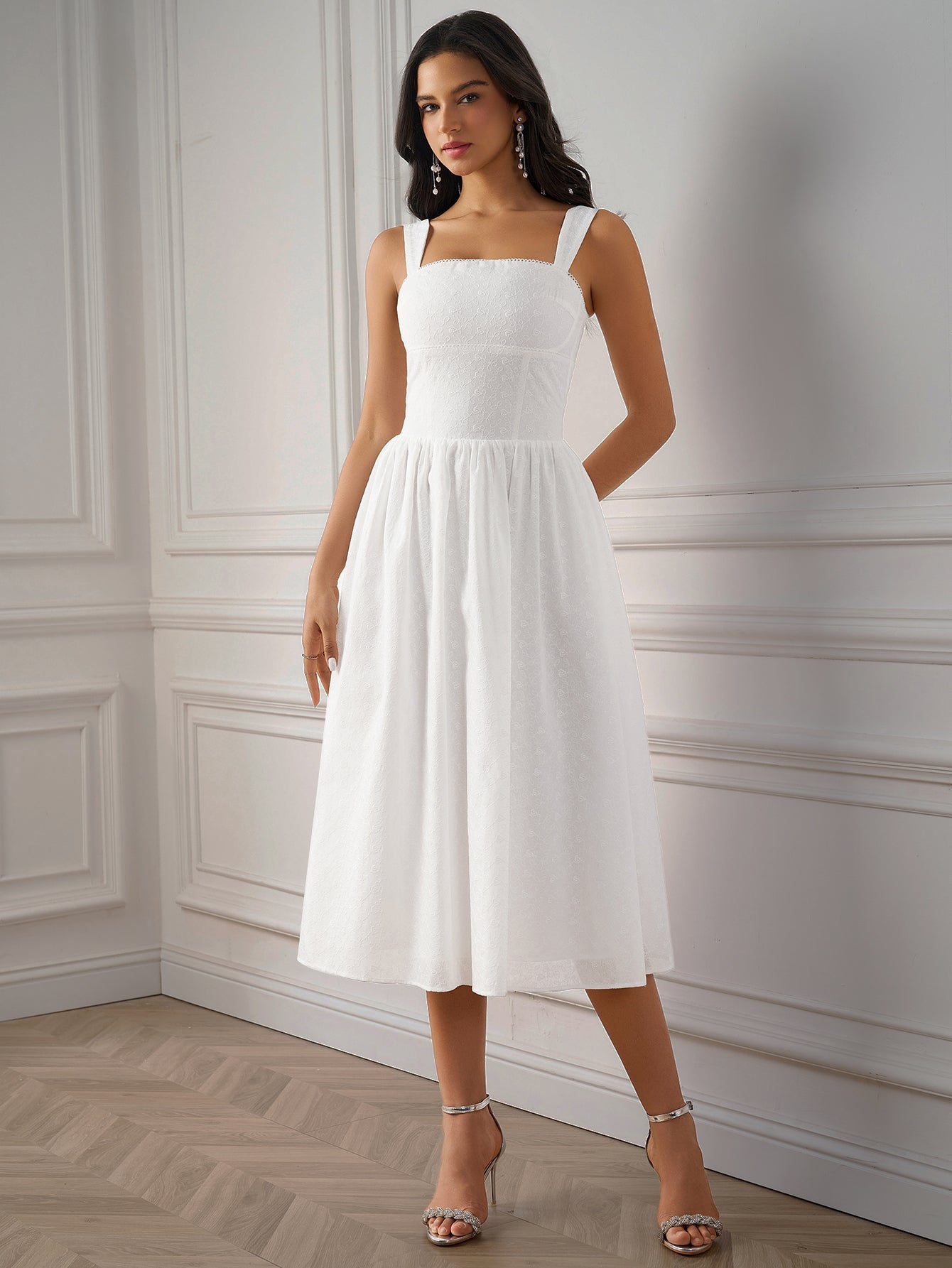 Sexy Solid Backless Ruched Slip Midi Dress