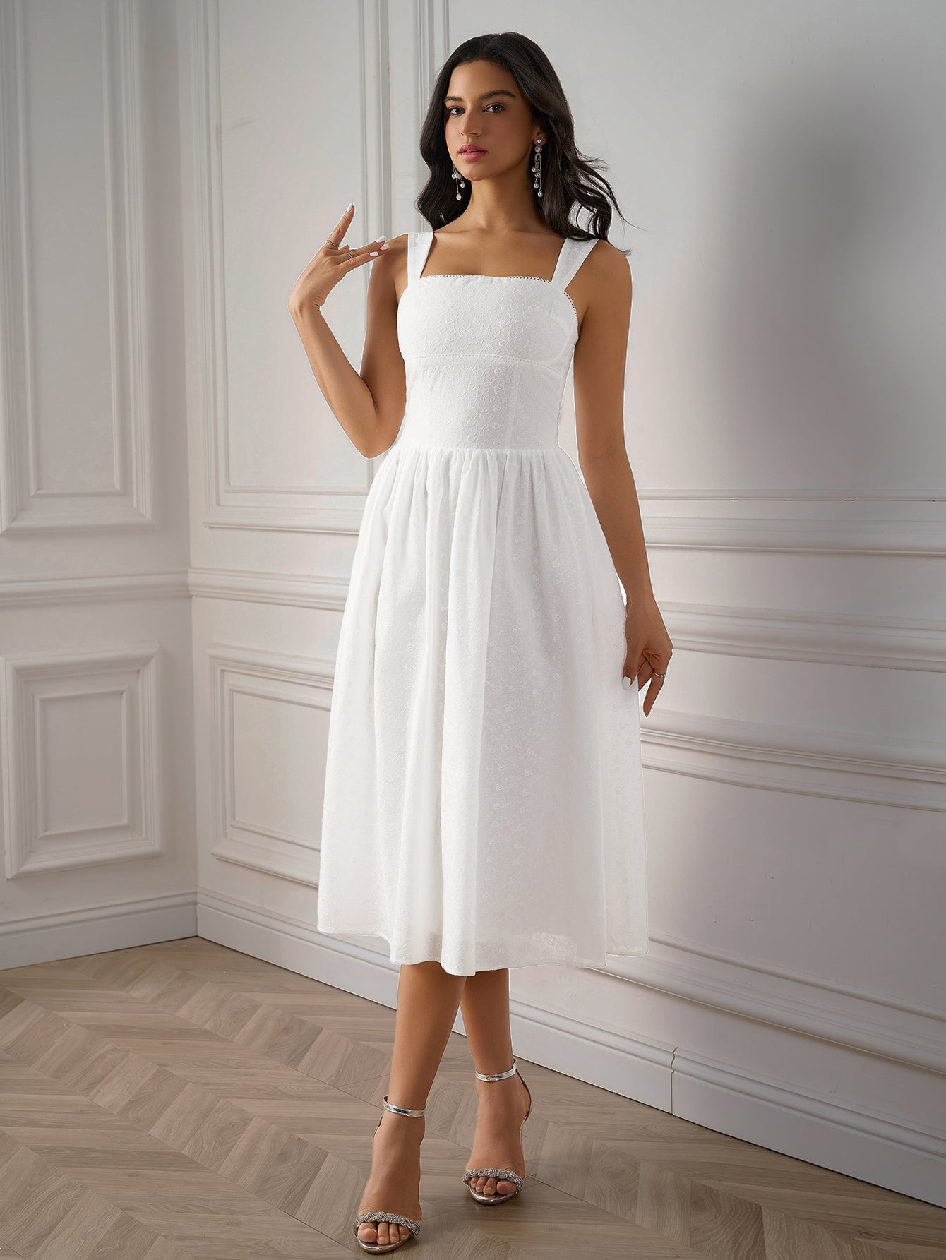 Sexy Solid Backless Ruched Slip Midi Dress