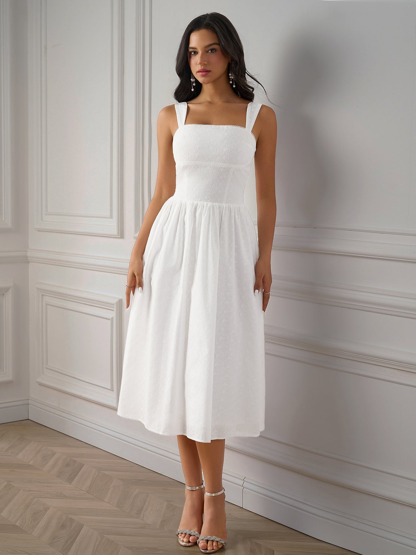 Sexy Solid Backless Ruched Slip Midi Dress
