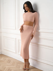 Solid Long-Sleeve Crop Top & Bodycon Skirt