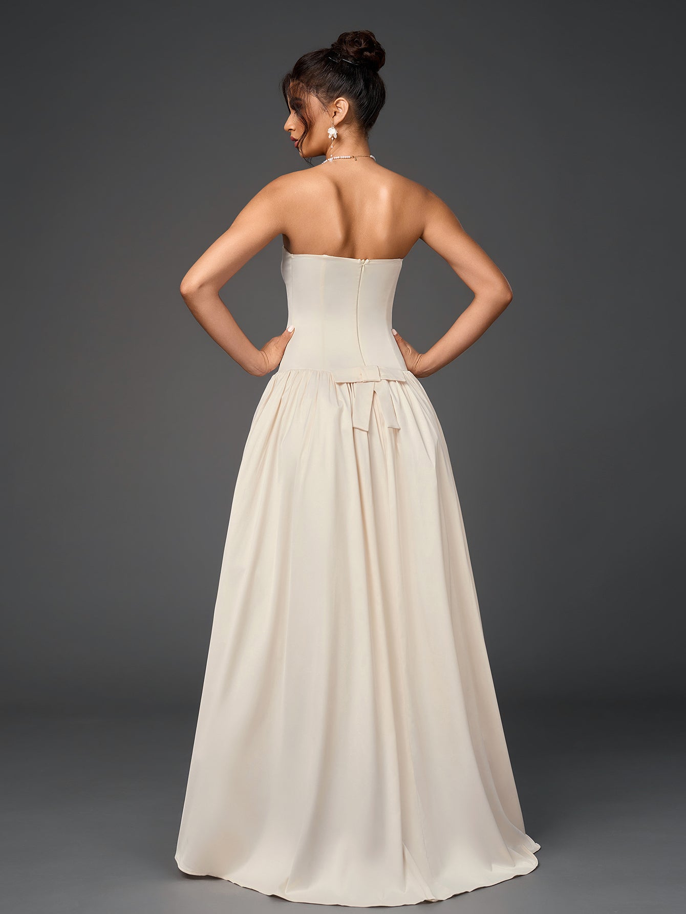 Solid Sleeveless Off-Shoulder Strapless Slim Ruched Maxi Dress