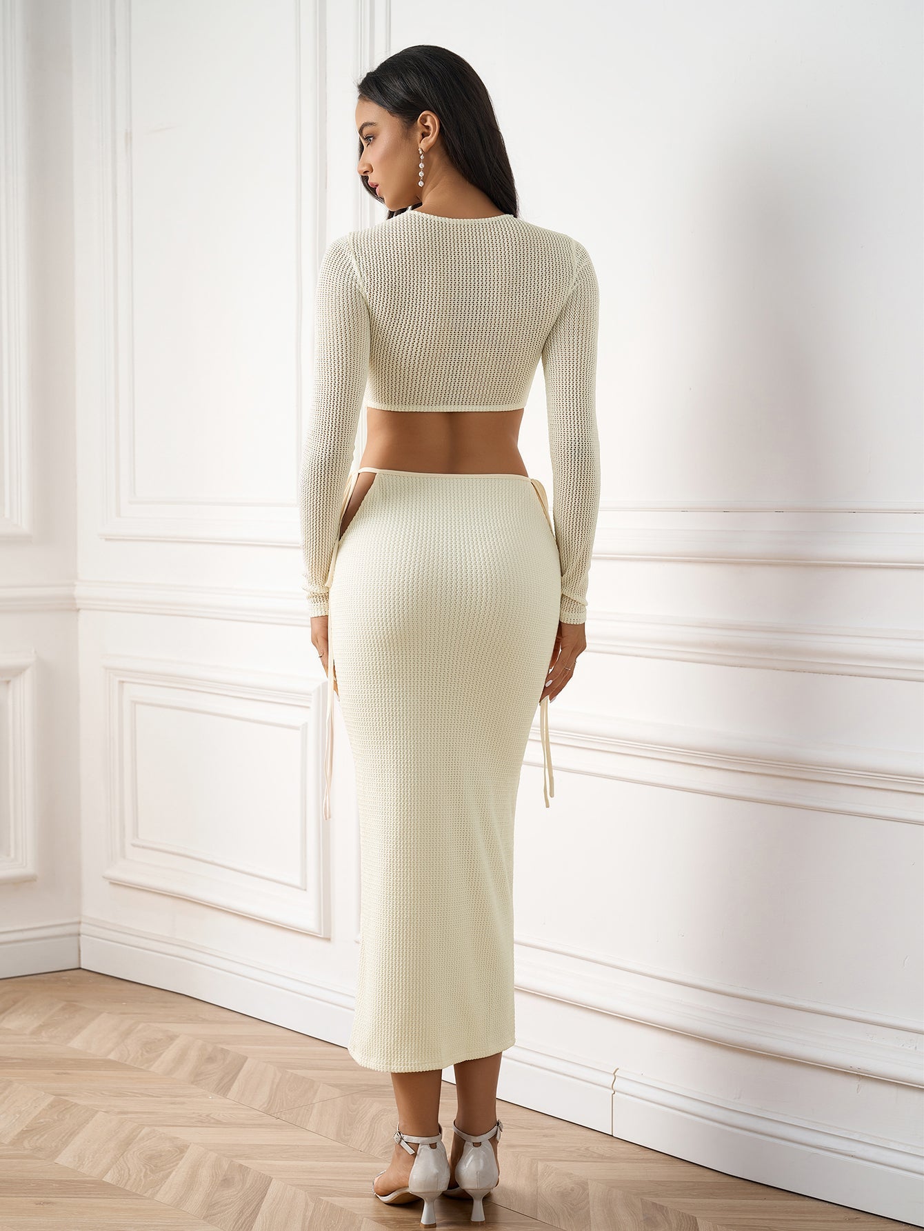 Knitted Long-Sleeved Top & Bodycon Skirt