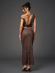 Sleeveless Backless Crop Top & Bodycon Skirt