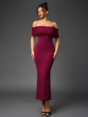Sexy Slim Backless Ruched Strapless Solid Bodycon Maxi Dress