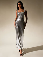 Sexy Sleeveless Backless Ruched Bodycon Strap Maxi Dress