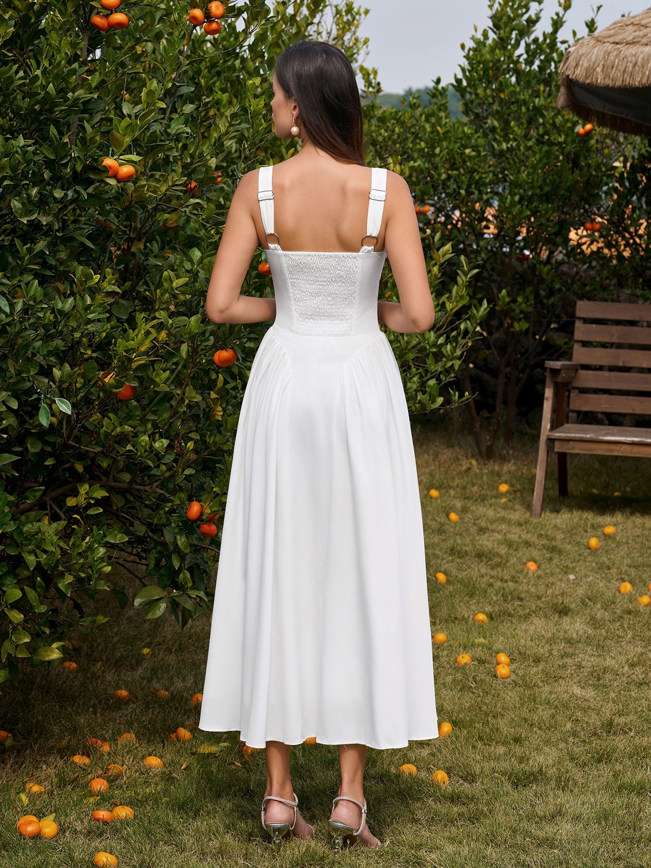 Deep V-Neck Backless Ruched Corset Dress