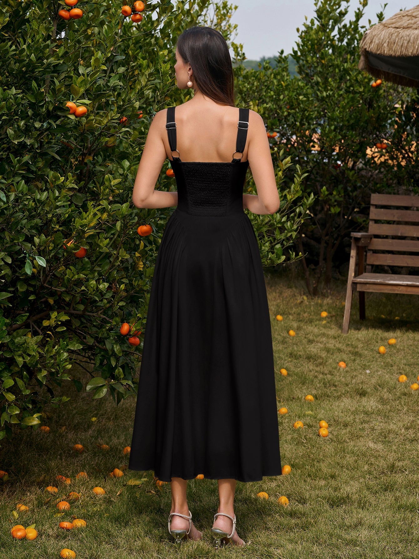 Deep V-Neck Backless Ruched Corset Dress