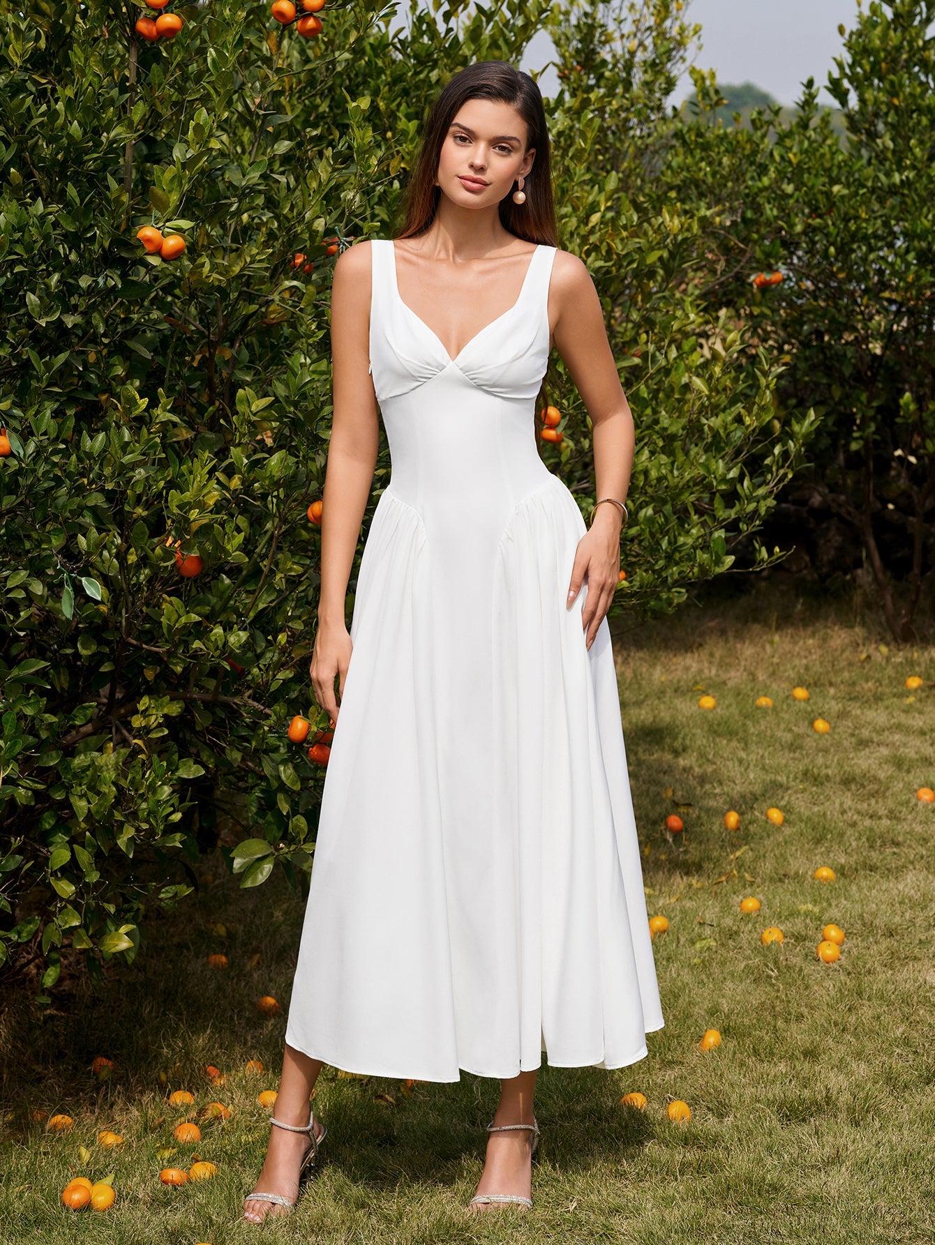 Deep V-Neck Backless Ruched Corset Dress