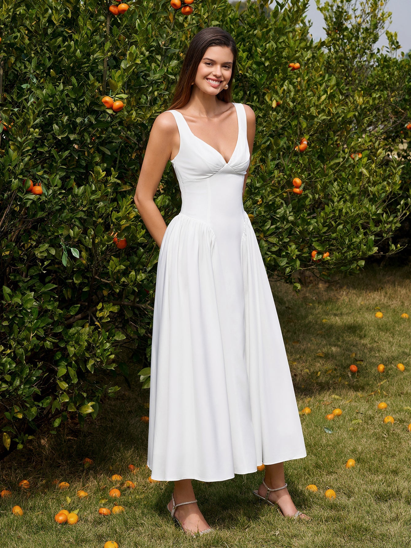 Deep V-Neck Backless Ruched Corset Dress