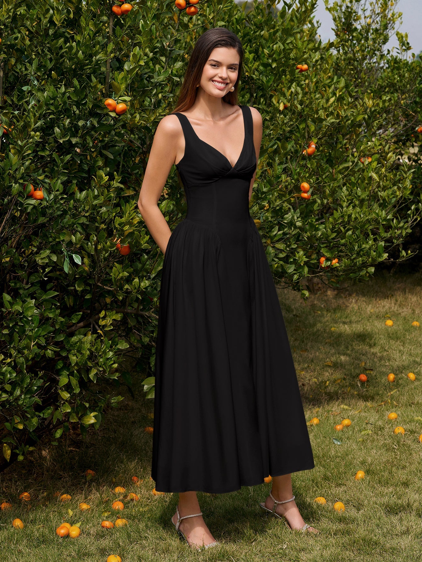 Deep V-Neck Backless Ruched Corset Dress