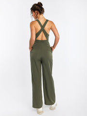 Deep V-Neck Crisscross Back Pocket Jumpsuit