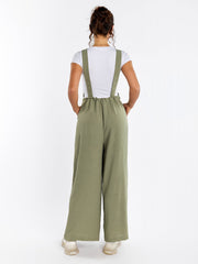 Drawstring Adjustable Button Back Pocket Jumpsuit