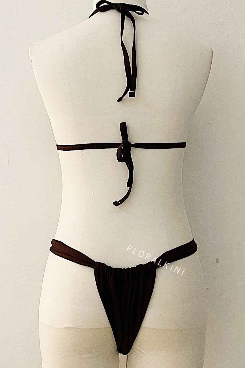Triangle Halter Bikini Set With Gold Shell Hardware Detail