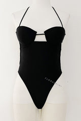 Black Push-Up Strappy Ruched Butt Monokini