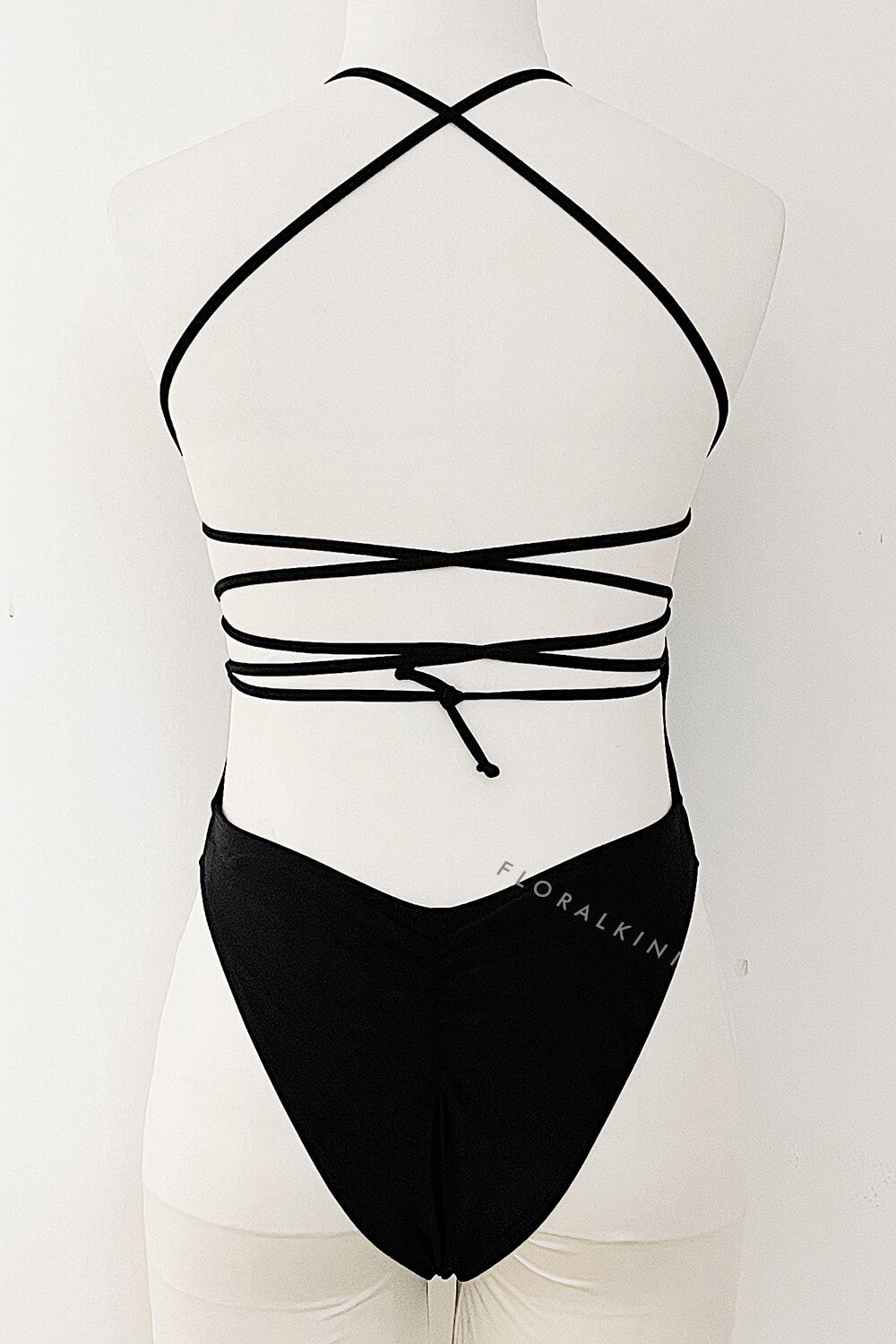 Black Push-Up Strappy Ruched Butt Monokini