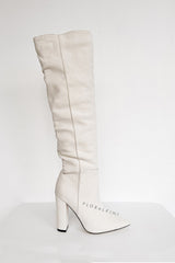 Faux Suede Slouch Over-The-Knee Block Heeled Boots