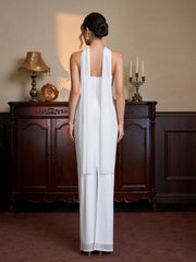 Hanging Neck Ribbon Ruched Split Tube Dress