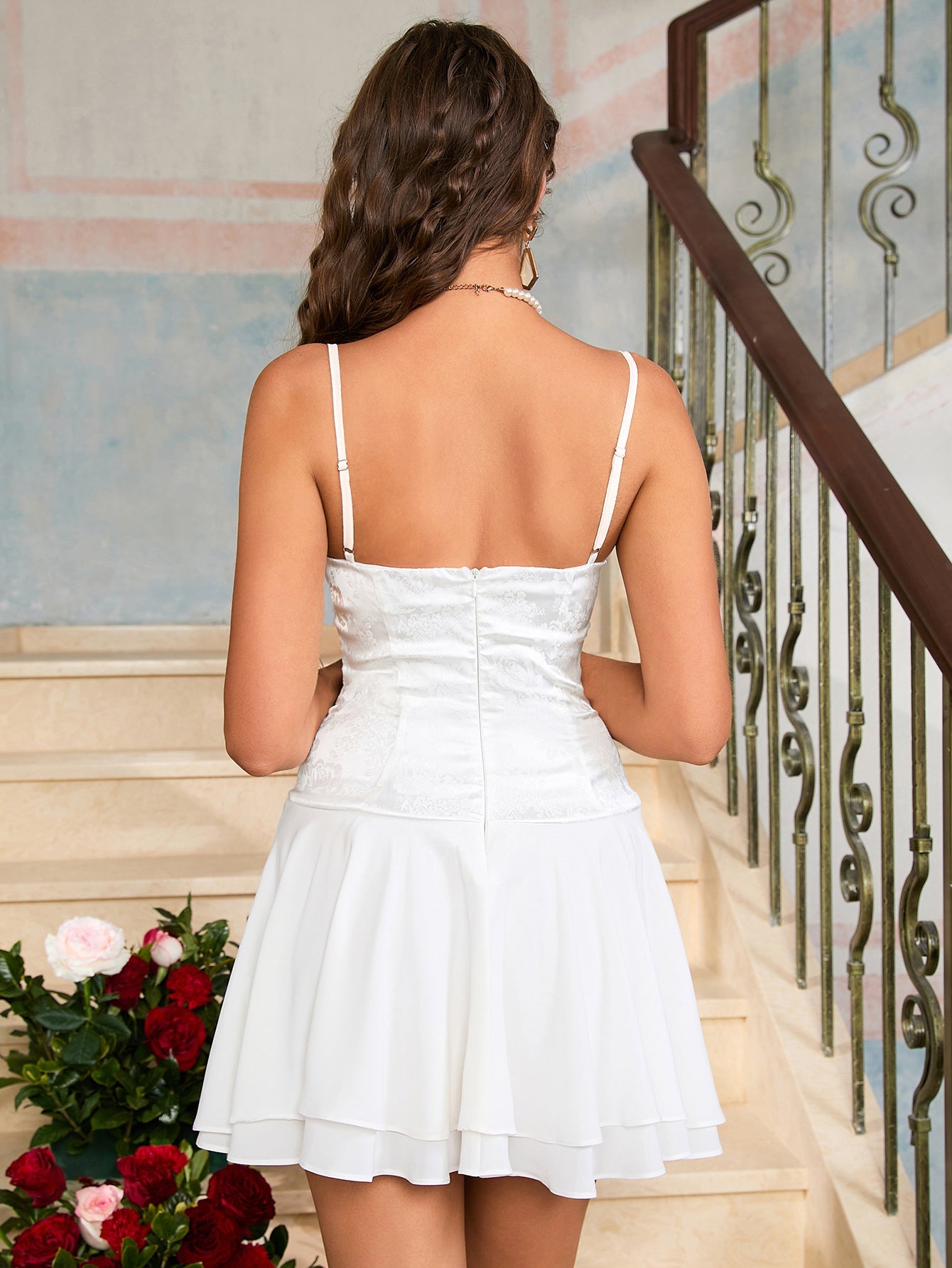 Jacquard Backless Cami Dress