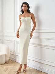 Jacquard Ribbed Lace Solid Bodycon Dress