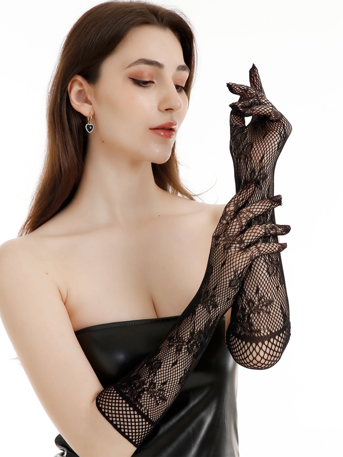 Lace Fishnet Gloves As Clothing