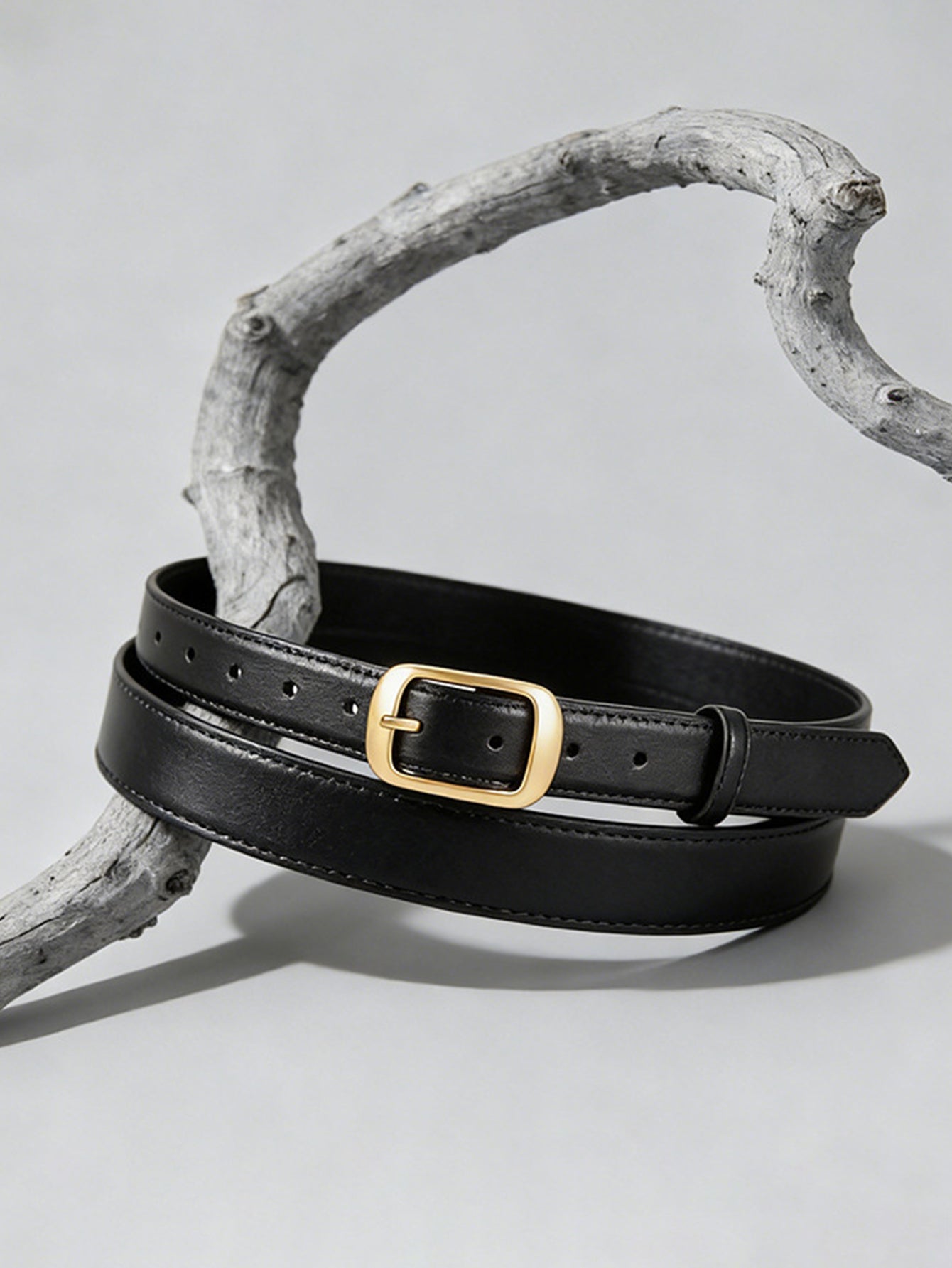 Leather Belt With Gold Buckle